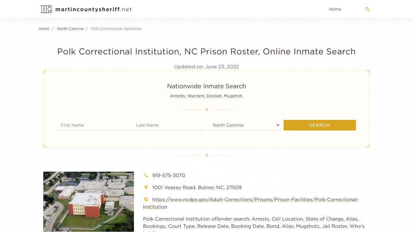 Polk Correctional Institution, NC Prison Roster, Online ...