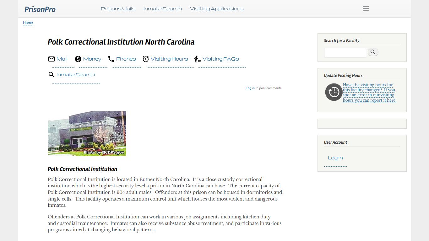 Polk Correctional Institution North Carolina - PrisonPro